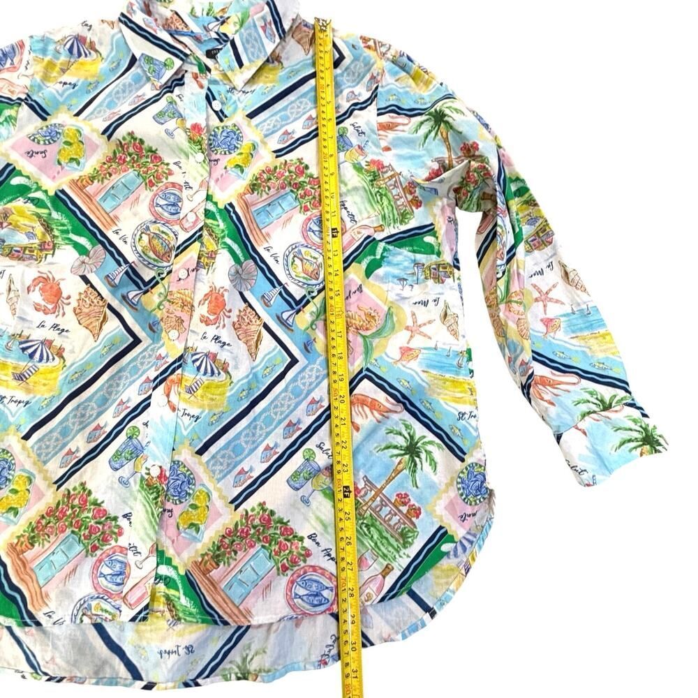 Talbots Plus 3X Modern Classic Cotton Shirt Summer Vista Vacation Resortwear EUC - Picture 15 of 16